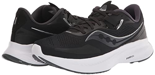 12.5 Saucony Men's Guide 15 Running Shoe, Black/White