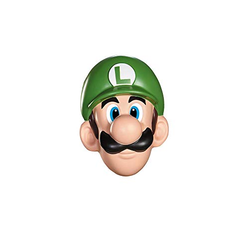 Disguise Men's Nintendo Super Mario Bros.Luigi Adult Mask Costume Accessory, Green/White/Brown, One Size