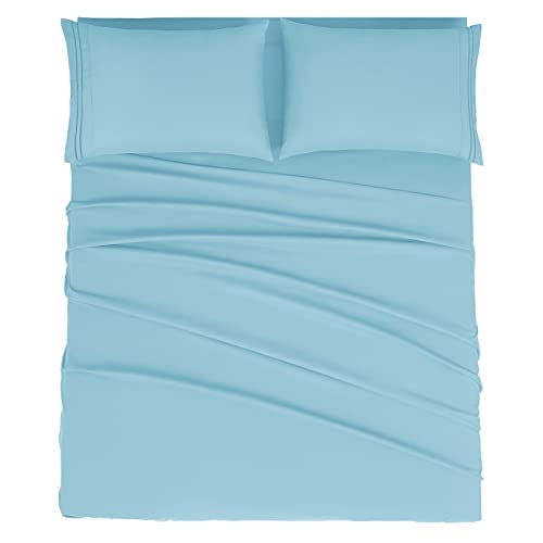Mejoroom Queen Size Sheet Set - Hotel Luxury 1800 Bedding Sheets and Pillowcases - Deep Pocket Fitted Sheet, Hypoallergenic, Wrinkleand Breathable, Fade Resistant - 4 Piece (Queen, Aqua)