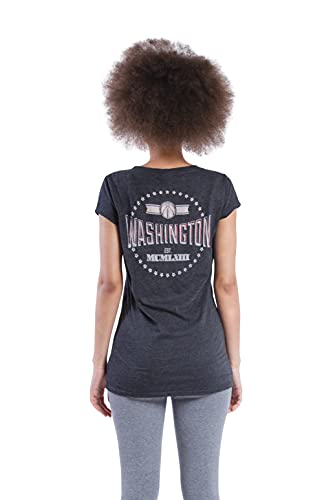 Ultra Game NBA Washington Wizards Womens V-Neck Rhinestone Short Sleeve Tee Shirt, Charcoal Heather, X-Large
