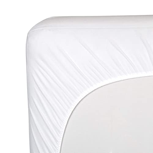 Sealy Stain Protection Waterproof Fitted Toddler Bed and Baby Crib Mattress Pad Cover Protector, Noiseless, Machine Washable and Dryer Friendly 52' x 28' - White