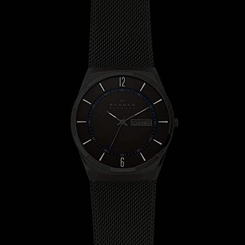 Skagen Men's Melbye Quartz Analog Stainless Steel and Stainless Steel Mesh Watch, Color: Gray and Blue Steel Mesh (Model: SKW6078)