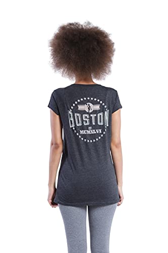 Ultra Game NBA Boston Celtics Womens V-Neck Rhinestone Short Sleeve Tee Shirt, Charcoal Heather, Large