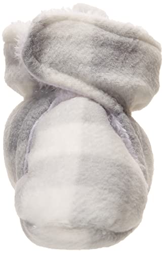 Hudson Baby Unisex Baby Cozy Fleece and Sherpa Booties Gray White Plaid, 12-18 Months