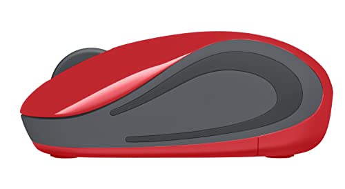 Logitech Wireless Mini Mouse M187 Ultra Portable, 1000 DPI Optical Tracking, 3-Buttons, PC/Mac/Laptop - Red