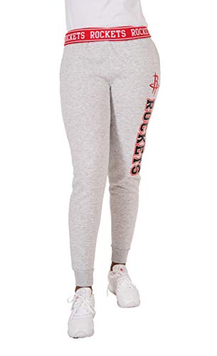 Ultra Game NBA Houston Rockets Womens Jogger Pants Active Basic Fleece Sweatpants , Heather Gray, Small