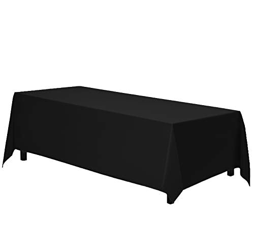 Gee Di Moda Rectangle Tablecloth | 90 x 132 Inch - Black Rectangular Table Cloth for 6 Foot Table in Washable Polyester | Great for Buffet Table, Parties, Holiday Dinner, Wedding and Baby Shower