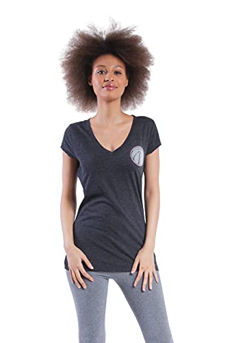 Ultra Game NBA Washington Wizards Womens V-Neck Rhinestone Short Sleeve Tee Shirt, Charcoal Heather, X-Large
