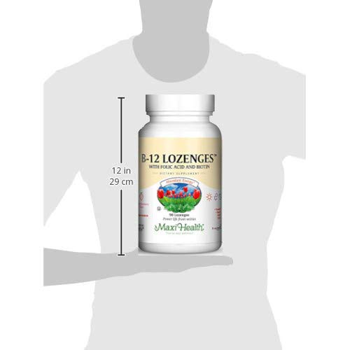 Vitamin B12 Lozenges with Folic Acid and Biotin - Sublingual B12 Vitamins Strawberry Flavor - Vegetarian Kosher B 12 Vitamin - Vit B12 Supplement for Red Blood Cell Production and Energy (90 Count)