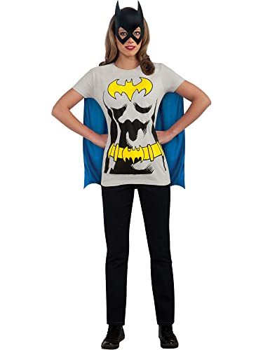 Rubie's mens Dc Comics Women's Batgirl T-shirt With Cape and childrens costume masks, Black, Small US