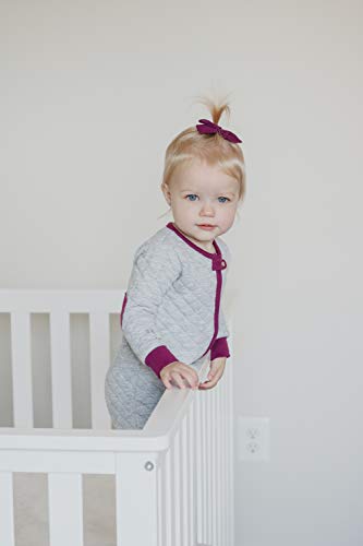 baby deedee Sleepsie Cotton Quilted Footie Pajama, Heather Gray/Mauve, 12-18 Months, (527)