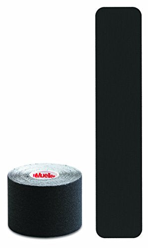 Mueller Sports Medicine Kinesiology Tape I-Strip Roll, Black, 2' x 9.75', 20 Count