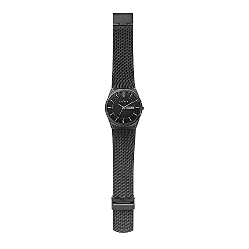 Skagen Men's Melbye Quartz Analog Stainless Steel and Stainless Steel Mesh Watch, Color: Black/Gray Steel Mesh (Model: SKW6006)