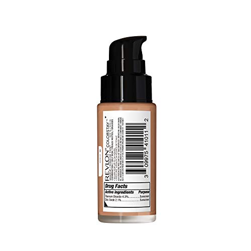 Liquid Foundation by Revlon, ColorStay Face Makeup for Combination and Oily Skin, SPF 15, Longwear Medium-Full Coverage with Matte Finish, Natural Tan (330), 1.0 Oz