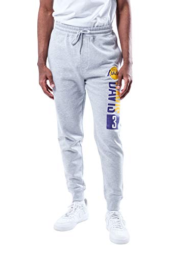 Ultra Game NBA Los Angeles Lakers - Anthony Davis Mens Active Fleece Jogger, Heather Charcoal, Small