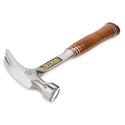 Estwing Hammer - 20 oz Straight Rip Claw with Smooth Face and Genuine Leather Grip - E20S