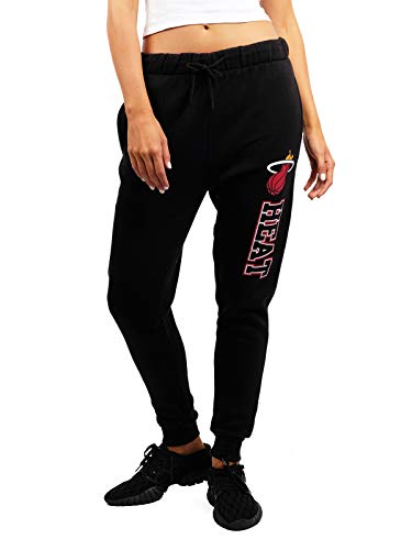 Ultra Game NBA Miami Heat Womens Jogger Pants Active Basic Fleece Sweatpants , Black, Small