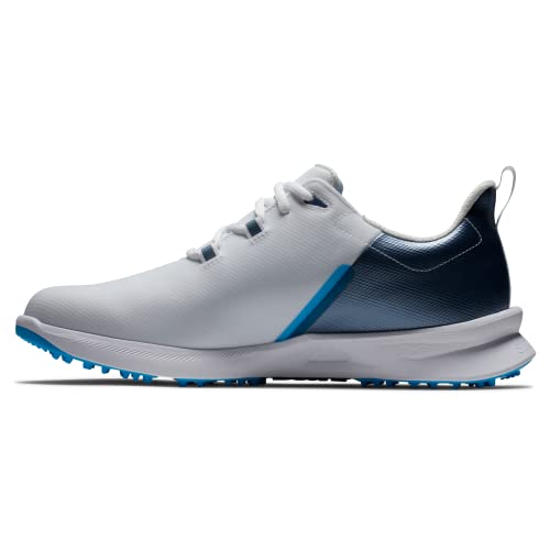 FootJoy Men's FJ Fuel Sport Golf Shoe, White/Navy/Blue, 11.5