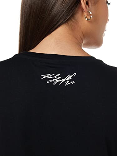 Karl Lagerfeld Paris womens Short Sleeve Sequin Sunglass Tee T Shirt, Sequin Sunglass Black, Medium US