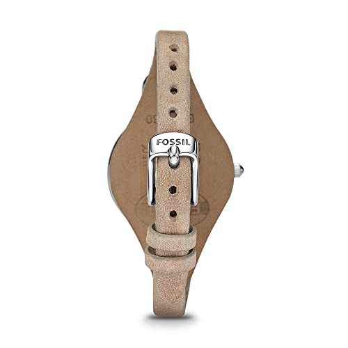 Fossil Women's Georgia Quartz Stainless Steel and Leather Three-Hand Watch, Color: Silver, Sand (Model: ES2830)