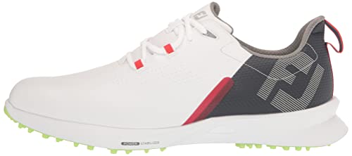 FootJoy Men's FJ Fuel Golf Shoe, White/Navy/Red, 10.5