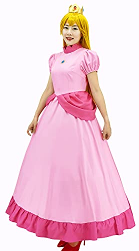 Super Brothers Princess Peach Costume For Women Halloween Cosplay Dress Womens-Medium