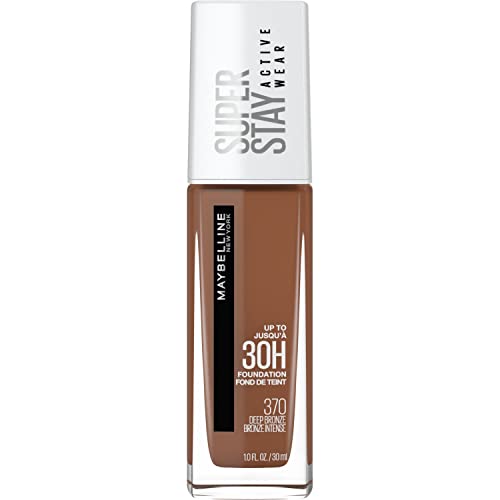 Maybelline Super Stay Full Coverage Liquid Foundation Active Wear Makeup, Up to 30Hr Wear, Transfer, Sweat and Water Resistant, Matte Finish, Deep Bronze, 1 Count