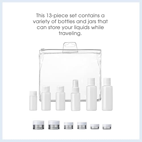Conair Travel Sized Toiletries, TSA Approved Travel Bottles, Travel Sized Bottles by Travel Smart, 13 Piece Set