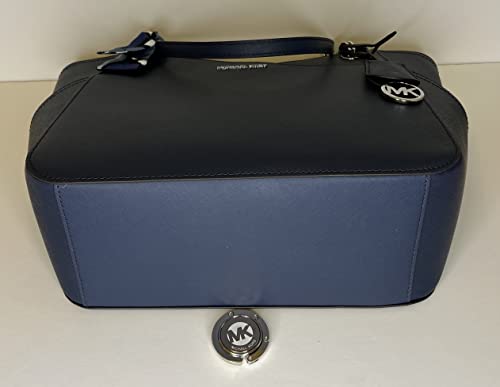 Michael Kors Women's Jet Set Travel Large Chain Shoulder Bag bundled with Purse Hook and Skinny Scarf (Navy/Silver)