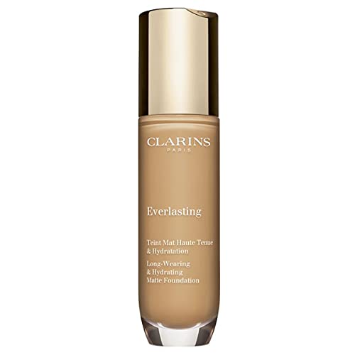 Clarins Everlasting Foundation | Full Coverage and Long-Wearing | Hides Imperfections, Evens Skin Tone and Hydrates | Natural, Matte Finish | Transfer-Proof, Sweat-Proof, Smudge-Proof | 1 Fl Oz