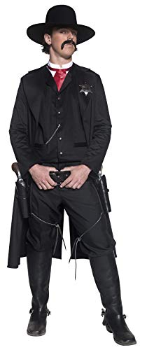 Smiffys mens Deluxe Authentic Western Sheriff Costume,Black,M - US Size 38'-40'