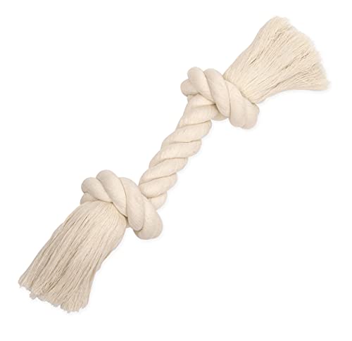 Mammoth Flossy Chews – 100 Per Cent Natural Cotton Rope Dog Toys – Interactive Tug of War Rope – Dog Chew Rope Flosses Teeth – Premium White Knot Dog Rope Toy