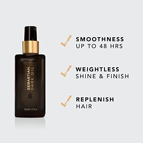 Sebastian Dark Oil Lightweight Hair Oil, Infused with Jojoba Oil and Argan Oil, 3.2 oz