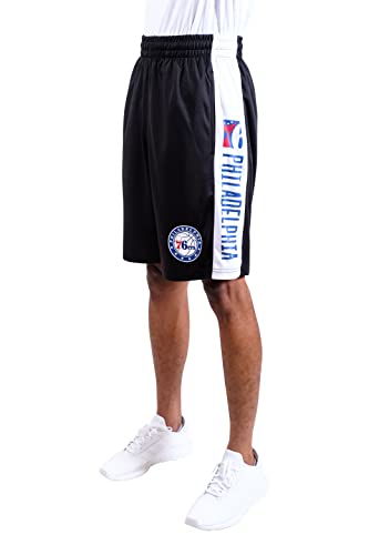 Ultra Game NBA Philadelphia 76ers Mens Mesh Basketball Shorts, Black, X-Large