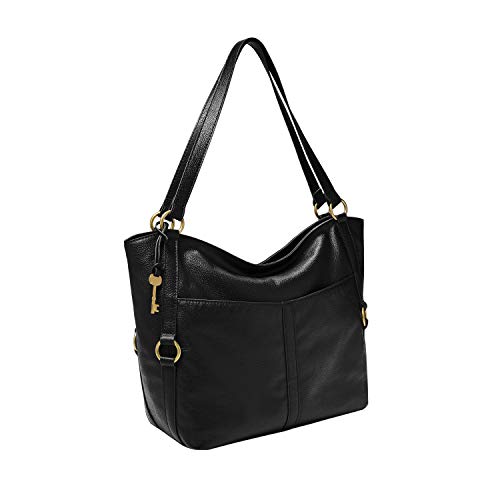 Fossil Women's Sam Leather Tote Bag Purse Handbag, Black (Model: ZB1464001)