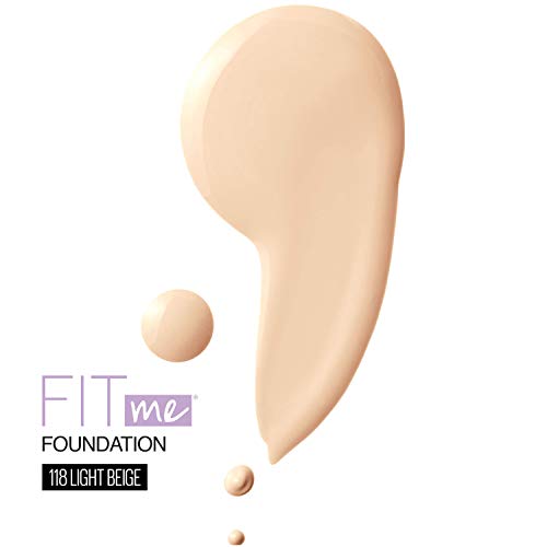 Maybelline Fit Me Dewy + Smooth SPF 18 Liquid Foundation Makeup, Light Beige, 1 Count