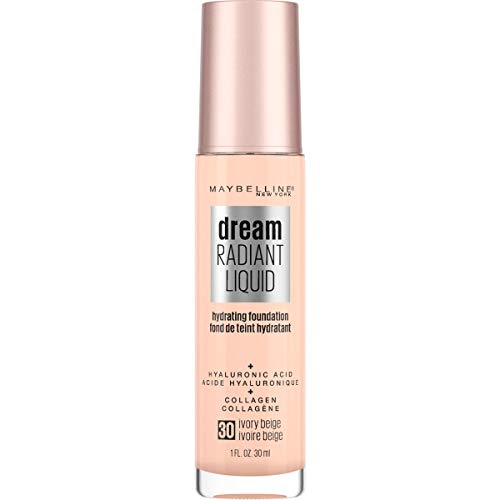 Maybelline Dream Radiant Liquid Medium Coverage Hydrating Makeup, Lightweight Liquid Foundation, Ivory Beige, 1 Count