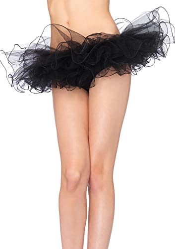 Leg Avenue Women's OS Tulle Tutu with Swirl Edge Finish, Black, One Size