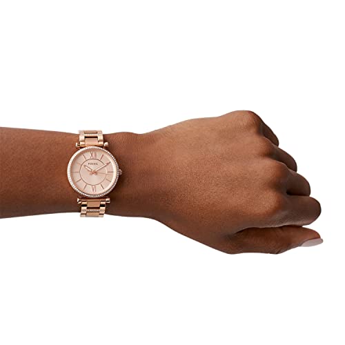 Fossil Women's Carlie Quartz Stainless Steel Three-Hand Watch, Color: Rose Gold Glitz (Model: ES4301)