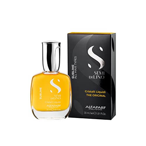 Alfaparf Milano Semi Di Lino Sublime Cristalli Liquidi Smoothing Hair Serum - Superior Finishing Hair Oil Treatment - Provides Brilliant Shine and Protection - Professional Salon Quality, 1.01 Fl Oz