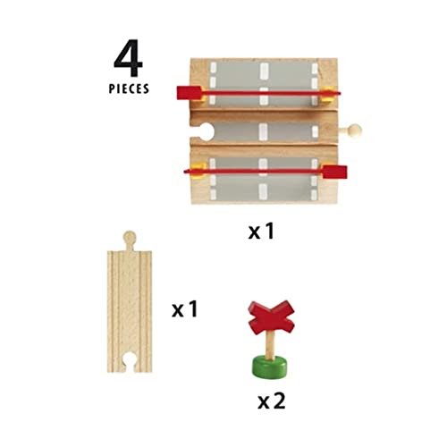 BRIO World 33388 - Railway Crossing - 4 Piece Wooden Toy Train Accessory for Kids Ages 3 and Up
