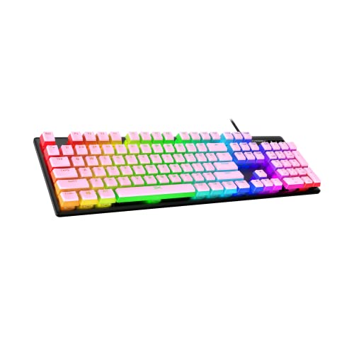 HyperX Pudding Keycaps - Double Shot PBT Keycap Set with Translucent Layer, for Mechanical Keyboards, Full 104 Key Set, OEM Profile, English (US) Layout - Pink