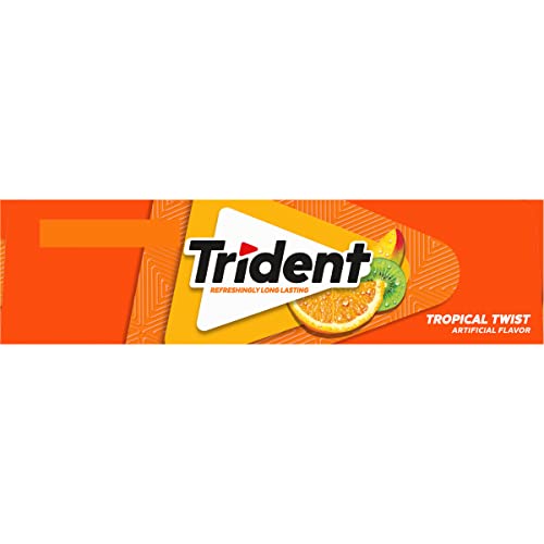 Trident Tropical Twist Sugar Free Gum (168 Total Pieces), 14 Count (Pack of 12)