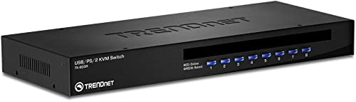 TRENDnet 8-Port USB/PS2 Rack Mount KVM Switch, TK-803R, VGA and USB Connection, Supports USB and PS/2 Connections, Device Monitoring, Auto Scan, Audible Feedback, Control up to 8 Computers/Servers