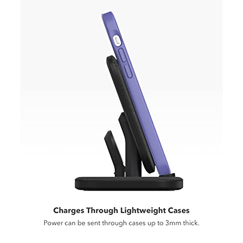 mophie 3-in-1 Wireless Charging Stand for Apple iPhone, AirPods/AirPods Pro and Watch, 7.5W Fast Charging, Stylish Gloss Finish, Portrait or Landscape Smartphone Charging Mode, Black