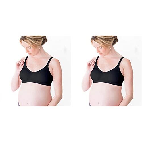 Medela Maternity and Nursing T-Shirt Bra, Non Wired and Ultra Comfortable Maternity Bra that Grows With You, XL, Black