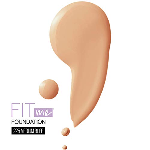 Maybelline Fit Me Dewy + Smooth SPF 18 Liquid Foundation Makeup, Medium Buff, 1 Count