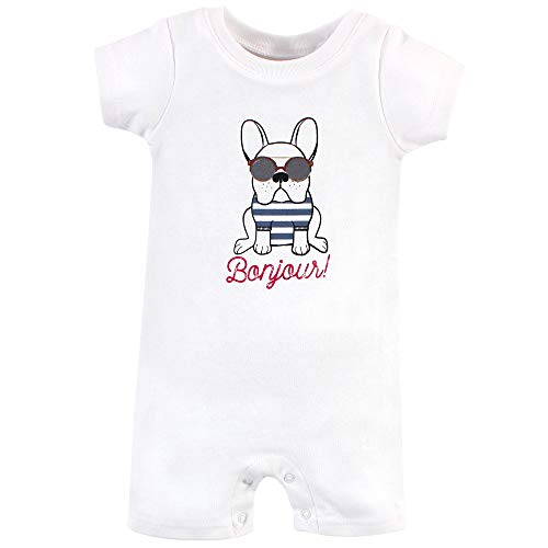 Hudson Baby Unisex Baby Cotton Rompers French Dog, 3-6 Months