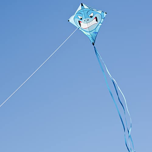 In the Breeze Shark 30 Inch Diamond Kite - Single Line - Includes Kite Line and Bag - Fun Printed Design