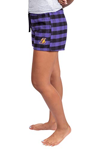 Ultra Game NBA Los Angeles Lakers Womens Sleepwear Soft Tee Shirt and Flannel Shorts Loungewear Pajama Set, Team Color, Large